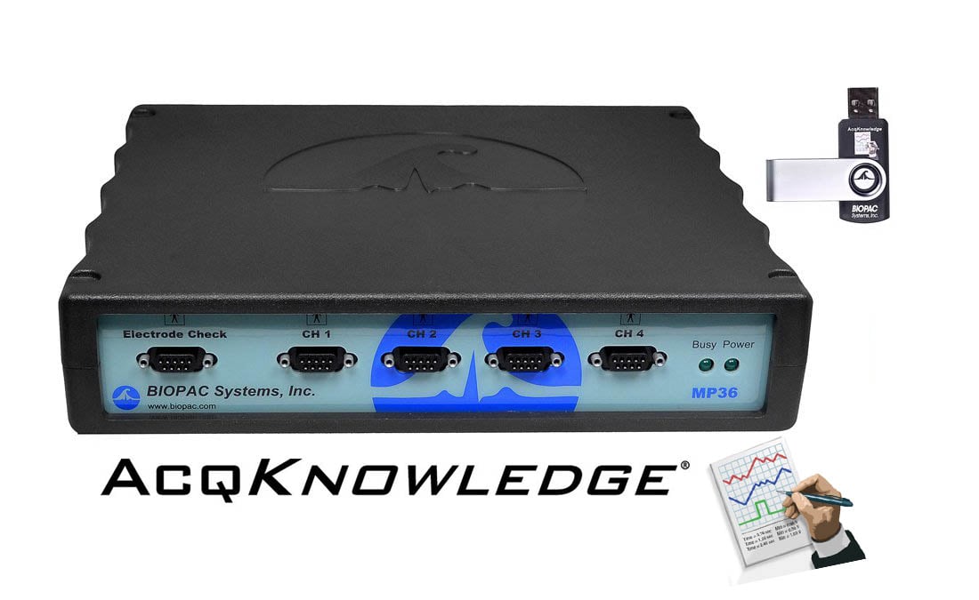 4-channel data acquisition and analysis system with AcqKnowledge